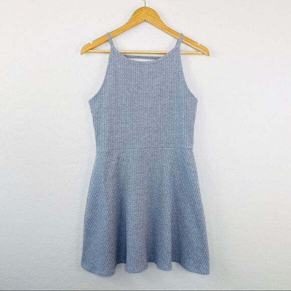 Topshop gray ribbed skater dress size 10 - Picture 4 of 10